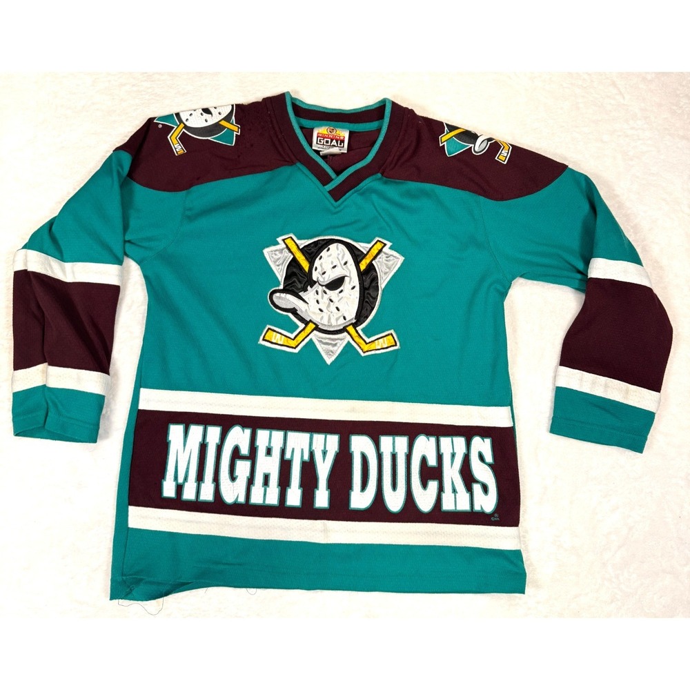Anaheim Mighty Ducks Jersey Boys Medium 10-12 Years Teal NHL Ice Hockey Sports